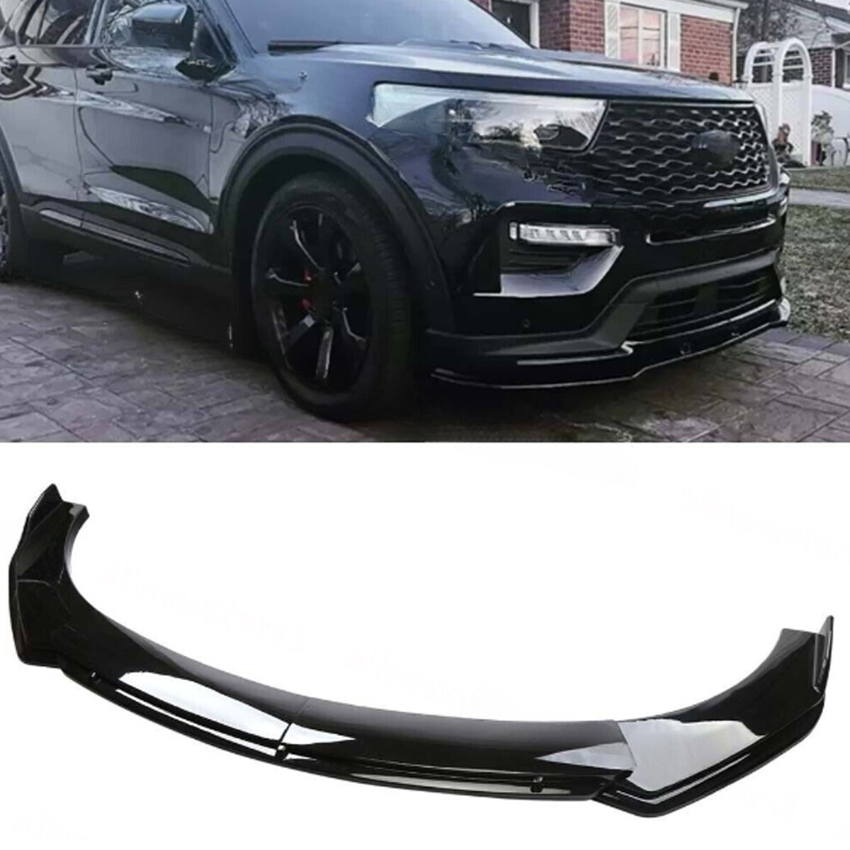 For Ford Explorer ST Glossy Black Front Bumper Lip Spoiler Splitter Body Kit