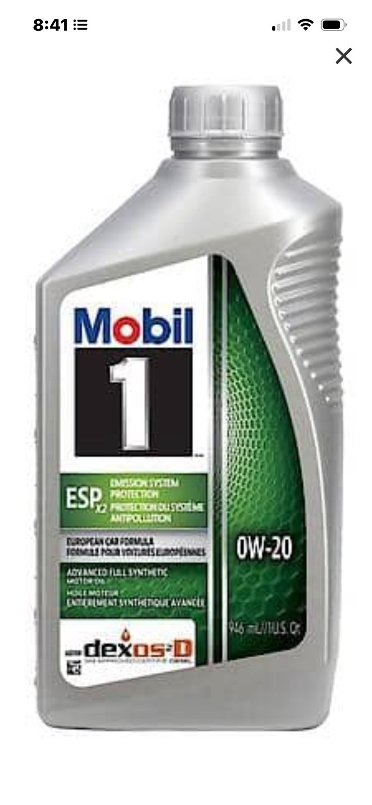 MOBIL 1 ESP X2 0W-20 Full Synthetic Dexos-D Engine Oil 1Qt. Combine Shipping. MOBIL 1 ESP X2 0W-20 Full Synthetic Dexos-D Engine Oil 1Qt. Combine Shipping.
