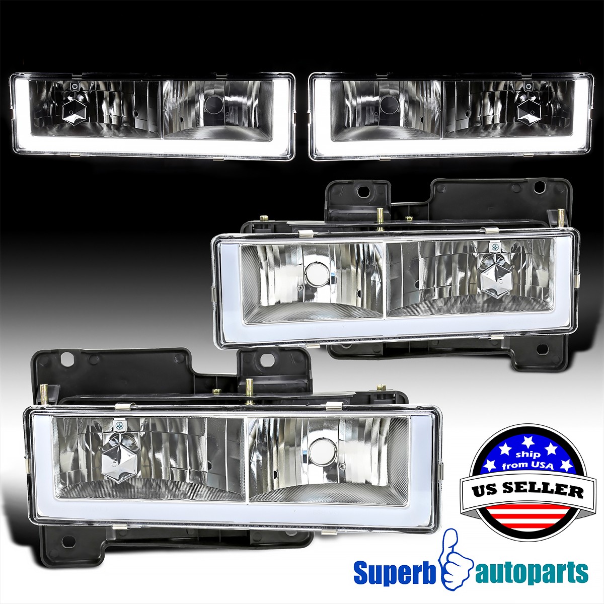 Fit 1988-1998 GMC C10 CK 1500 2500 3500 94-99 Suburban Headlights LED Strip Lamp Fit 1988-1998 GMC C10 CK 1500 2500 3500 94-99 Suburban Headlights LED Strip Lamp