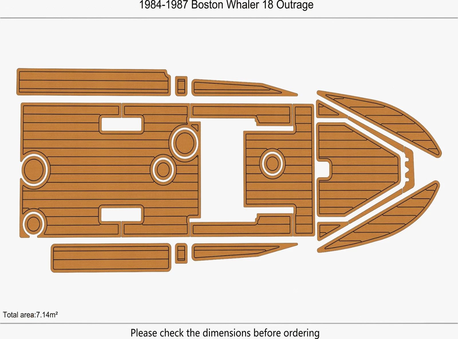 1984-1987 Boston Whaler 18 Outrage mat Custom EVA teak marine deck flooring