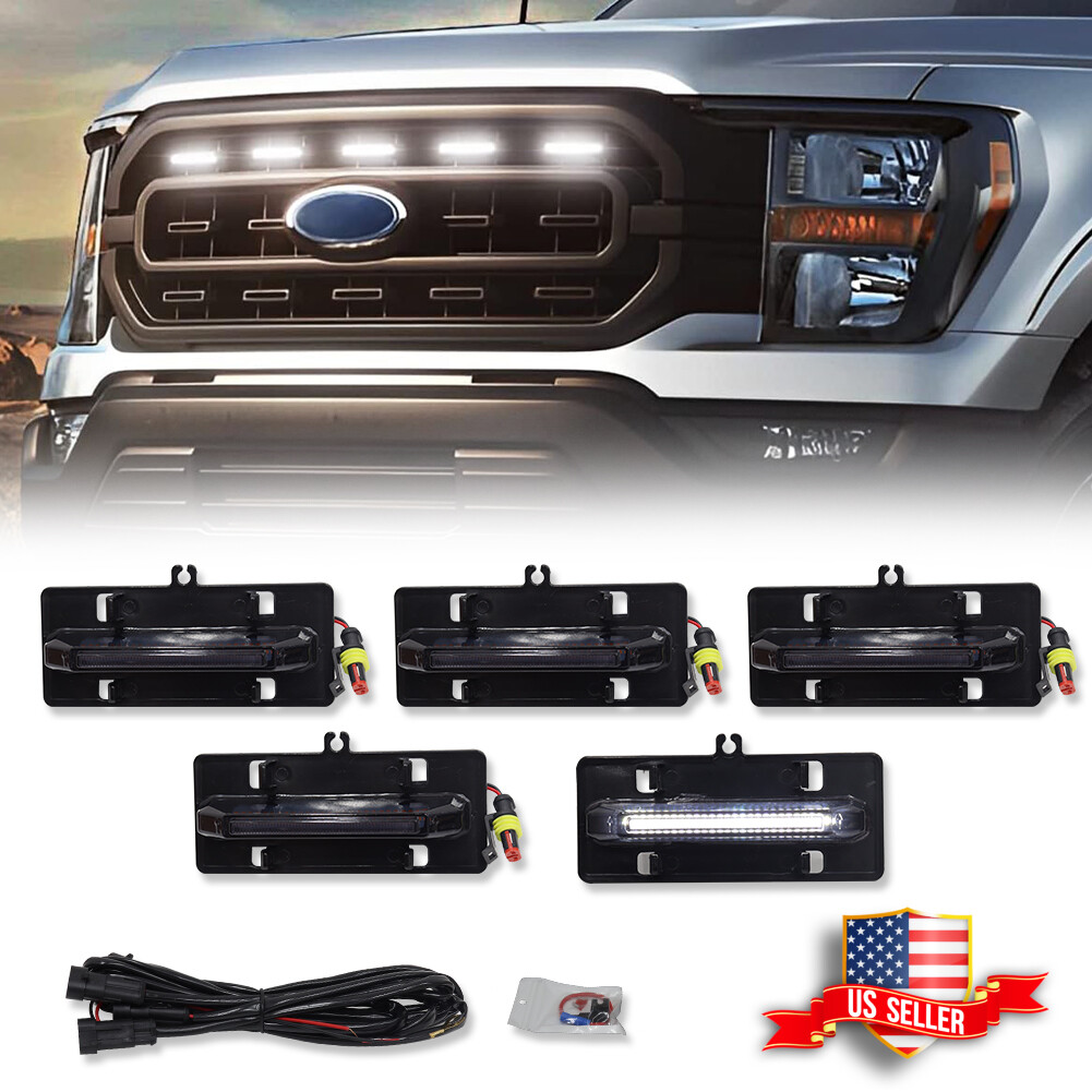 5PCS White LED Front Grille Lights For 2021-2023 Ford F150 XL/XLT/XLT Sporting