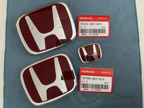 Fit For Honda Civic Coupe Si Se Ex 06-2015 3PCS Red Emblem Front Rear Steering🎁