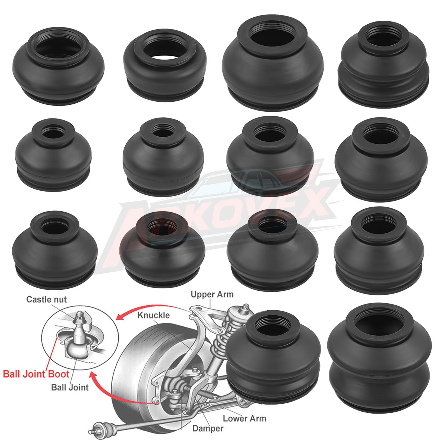 14x Universal Multipack Ball Joint Rubber Dust Boot Cover Ends Track Rod Set Kit