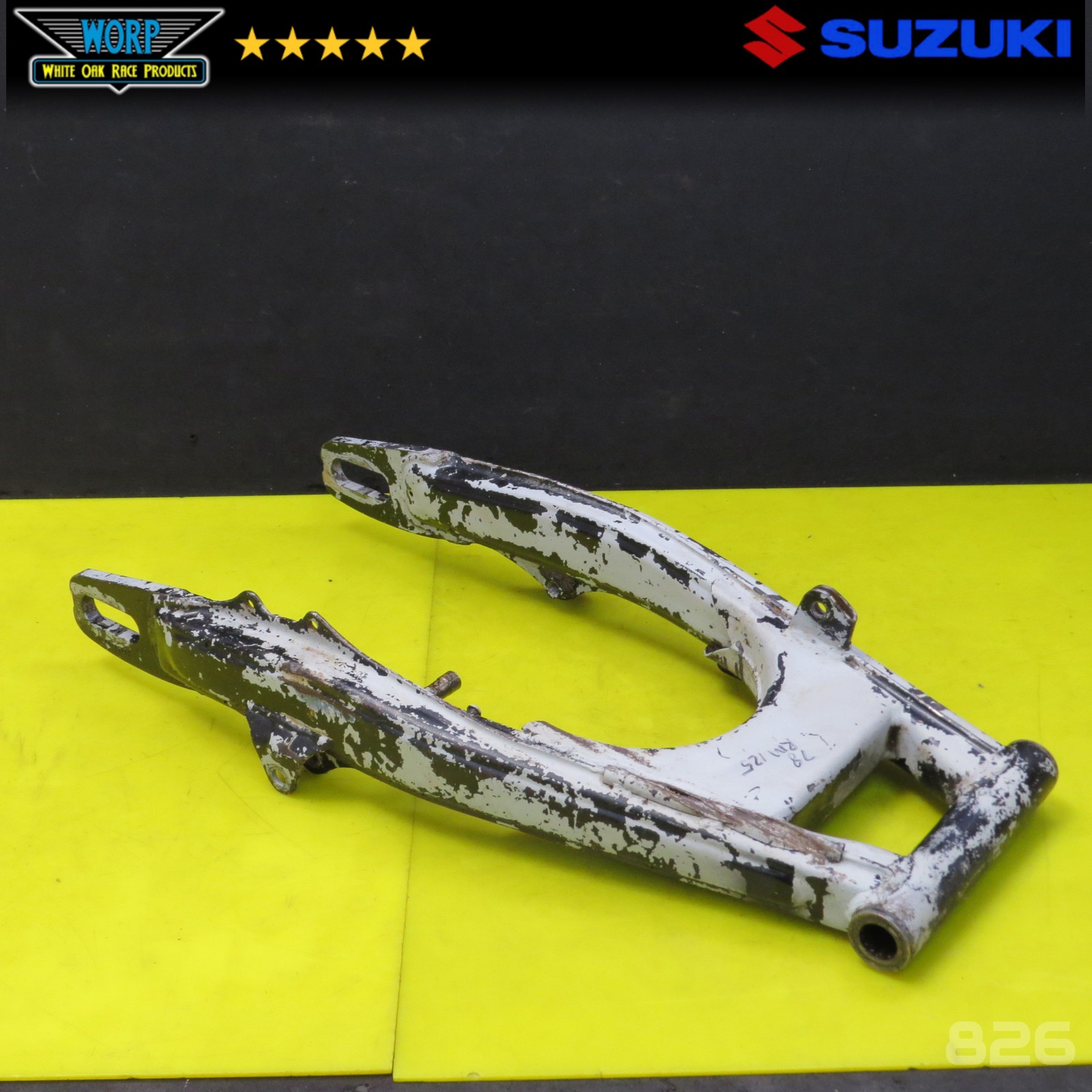 1977 OEM SUZUKI RM370 B REAR SWINGARM SWING ARM SUSPENSION SHOCK PIVOT 76-77 1977 OEM SUZUKI RM370 B REAR SWINGARM SWING ARM SUSPENSION SHOCK PIVOT 76-77