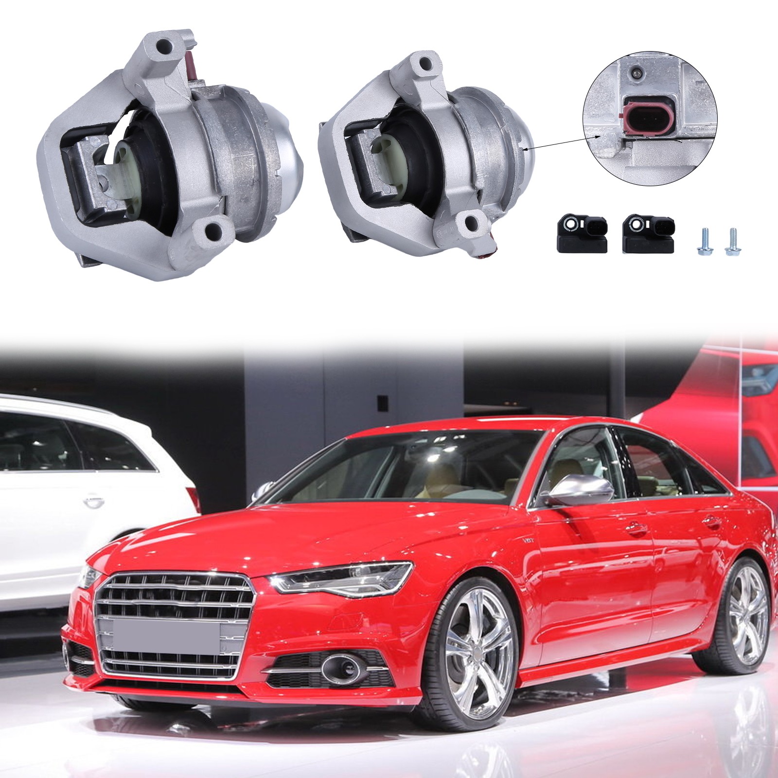 For 2013-2018 Audi S6 S7 RS7 4.0L A/T Left Right Side Engine MountsWith Sensor