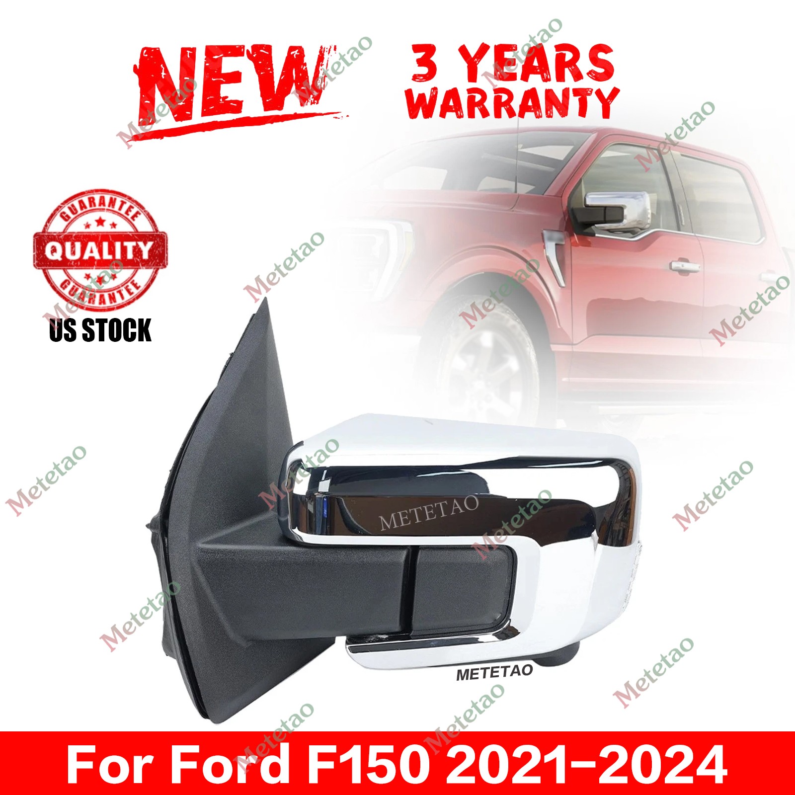 Chrome For 2021-2023 Ford F150 Left Side Mirror w/Camera Blind Spot ML3Z17683FA