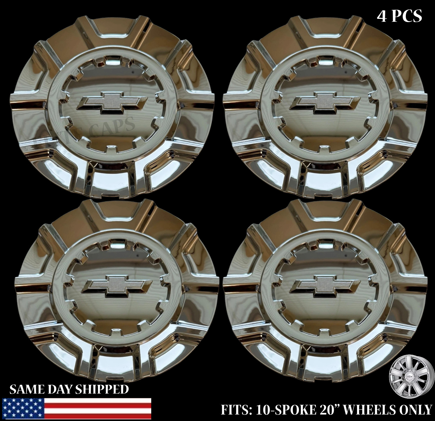4pcs. Wheel Center Hub Cap FOR 2014-2018 Chevrolet Silverado High Country  20''