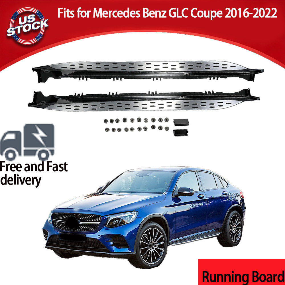Running Board Side Step Fit for Mercedes Benz GLC Coupe 2016-2022 2Pcs US Stock Running Board Side Step Fit for Mercedes Benz GLC Coupe 2016-2022 2Pcs US Stock