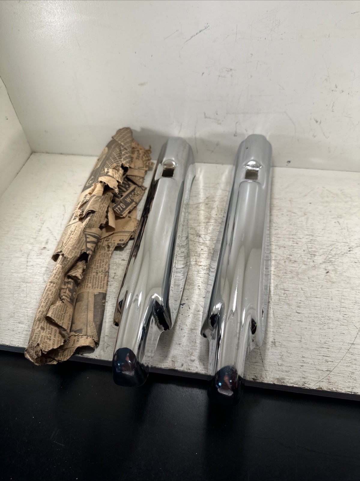 Rare Vintage Pair New Ford Super Deluxe Chrome Bumper Guards NOS Rat Rod Rare Vintage Pair New Ford Super Deluxe Chrome Bumper Guards NOS Rat Rod