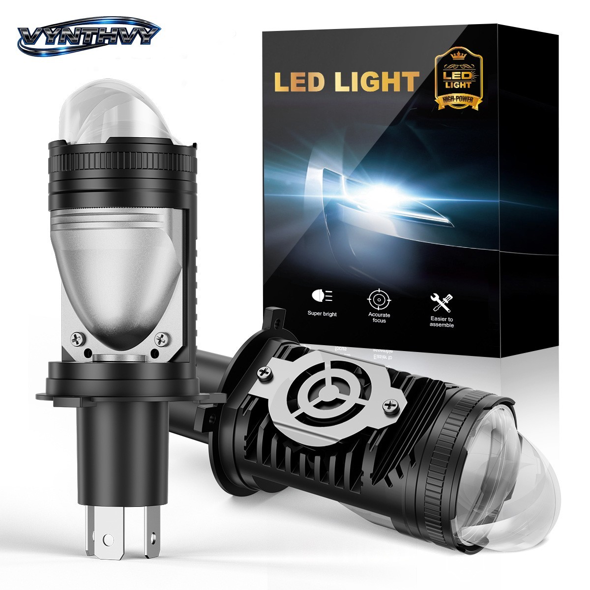 2Pcs H4/HB2 9003 150W Bi-LED Projector Lens Hi/Lo Motorcycle LED Headlight Bulbs