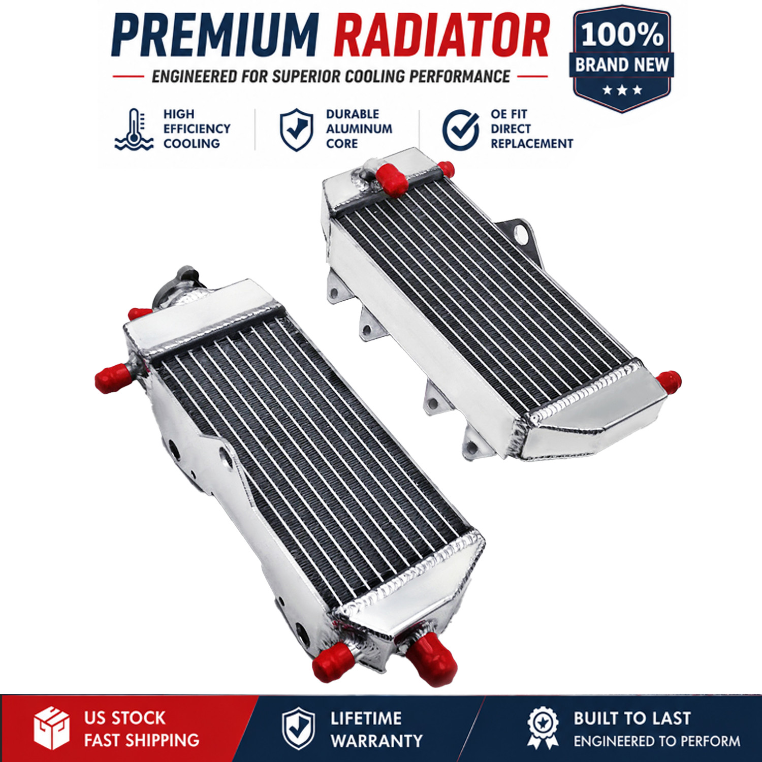 Full Aluminum Radiator For 2005-2022 Yamaha YZ125 YZ125X Dirt Bike