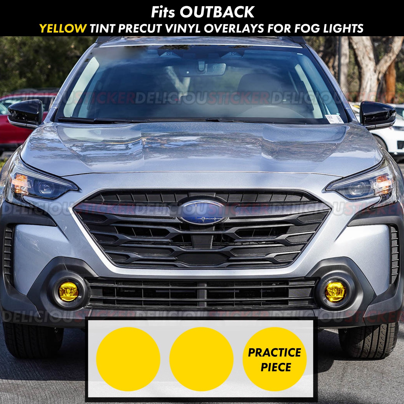 Fits 23-25 Subaru Outback Fog light Front YELLOW Tint PreCut Overlay Vinyl Decal