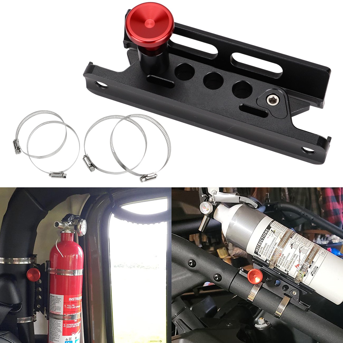 Roll Bar Aluminum Fire Extinguisher Mount Kit For Jeep Wrangler UTV ATV Polaris