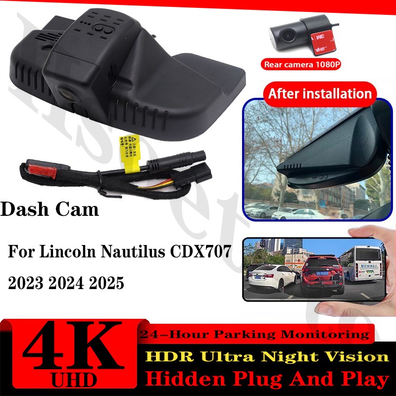 4K UHD 2160P Wifi DVR Dash Cam Camera For Lincoln Nautilus CDX707 2023 2024 2025