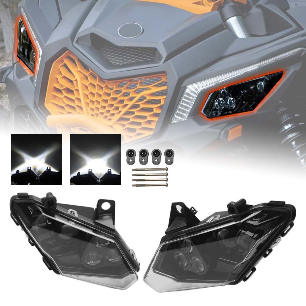 1Pair LED Headlight Headlamp Assembly for Can Am Maverick X3 XDS XRS Max Turbo R