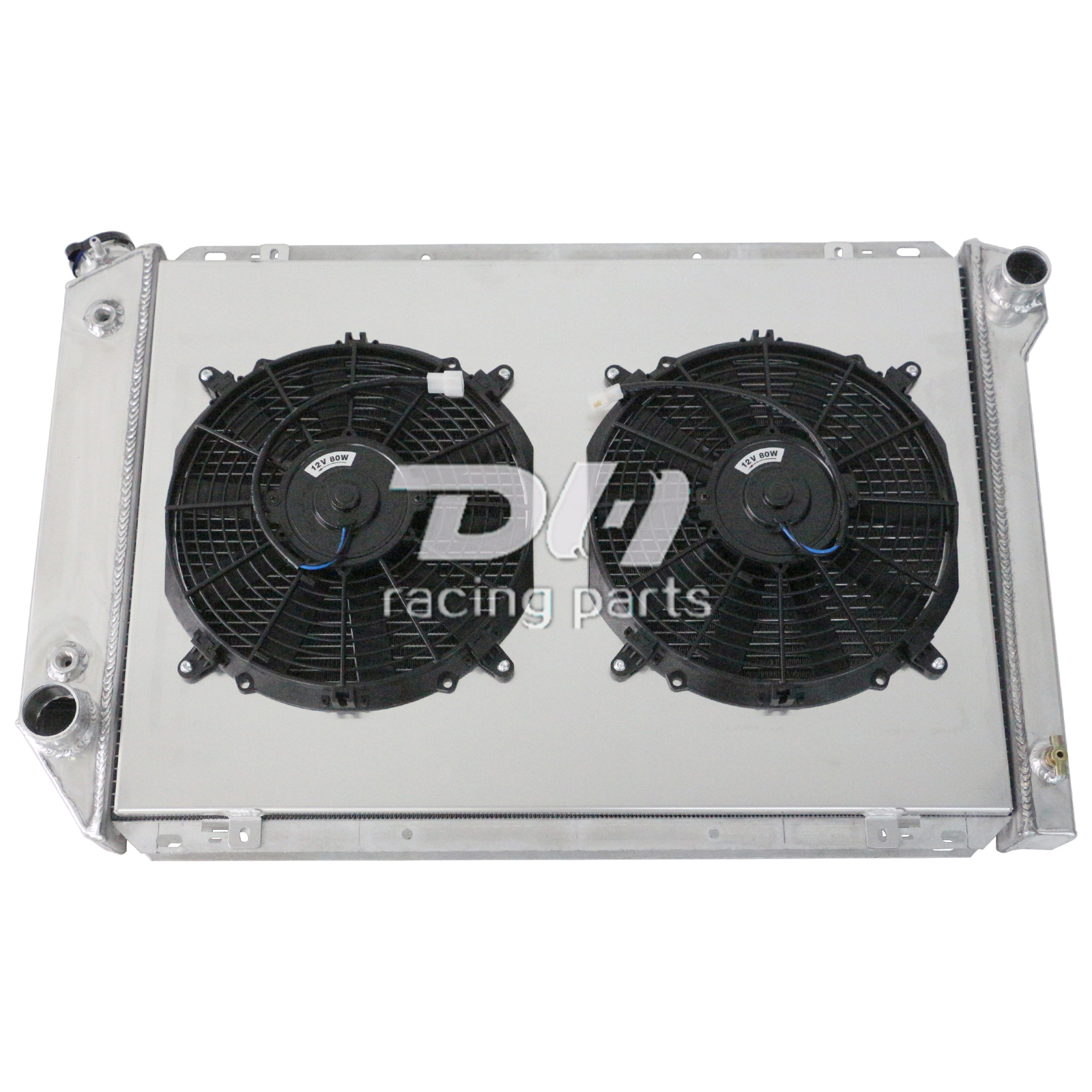 For 1980-84 Ford F150/250/350 Bronco 5.0-7.5L Aluminum Radiator+Shroud+2X12\