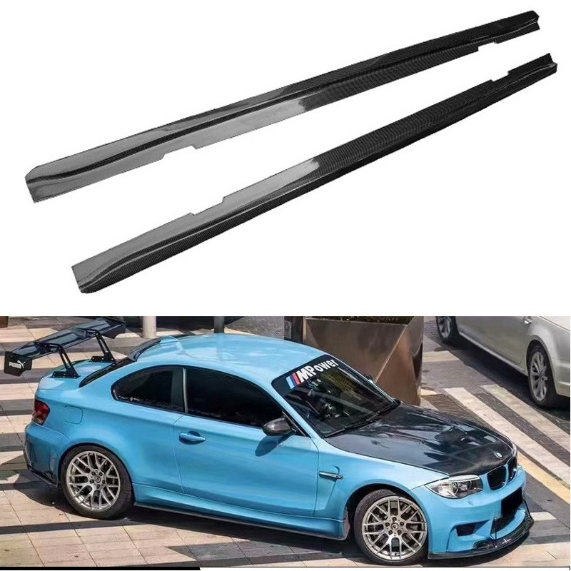 For BMW 1 Series E82 1M Coupe 11-18 Real Carbon Side Skirt Extension Lip Spoiler