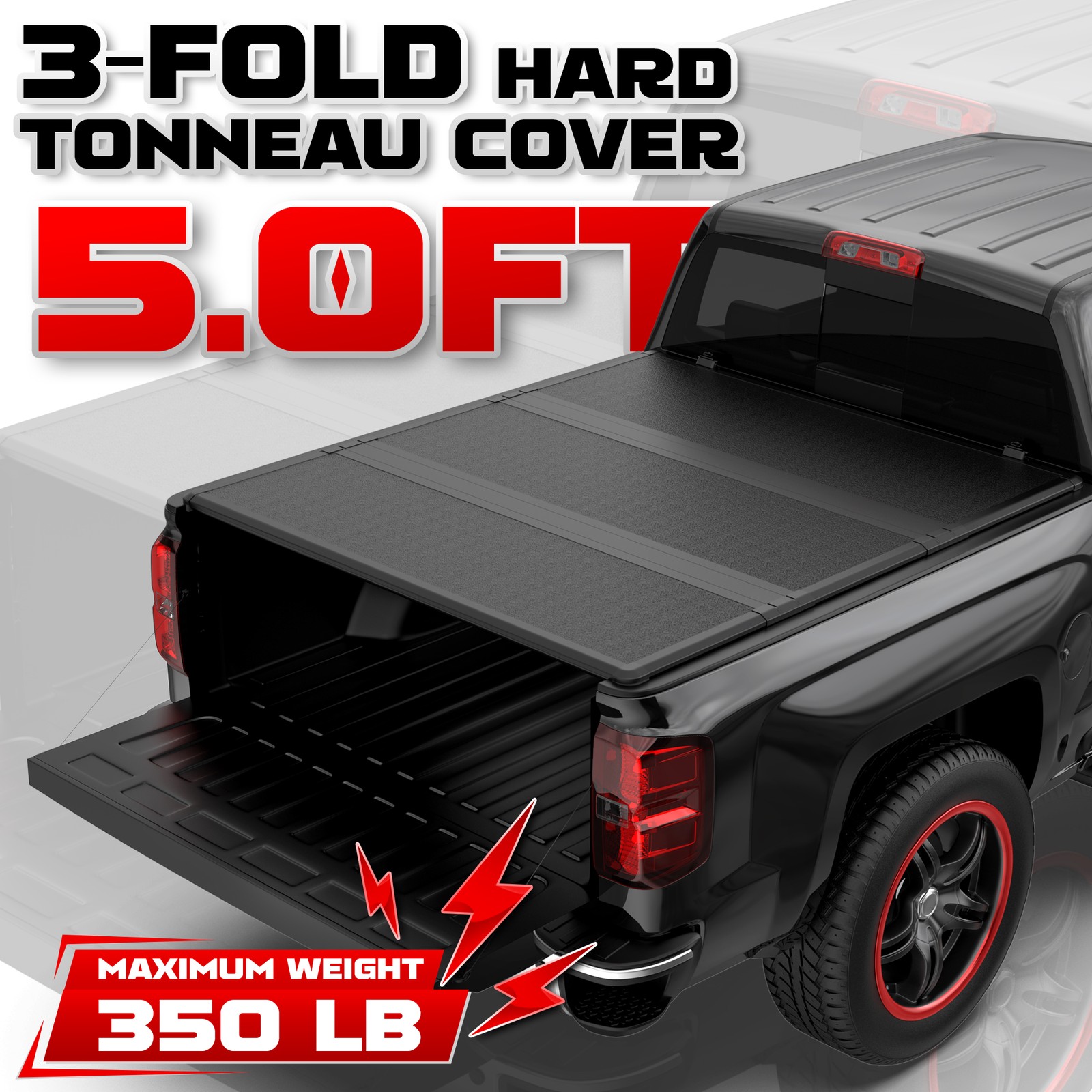5FT Tri-Fold Fiberglass Hard Truck Bed Tonneau Cover for 2024-2026 Toyota Tacoma 5FT Tri-Fold Fiberglass Hard Truck Bed Tonneau Cover for 2024-2026 Toyota Tacoma