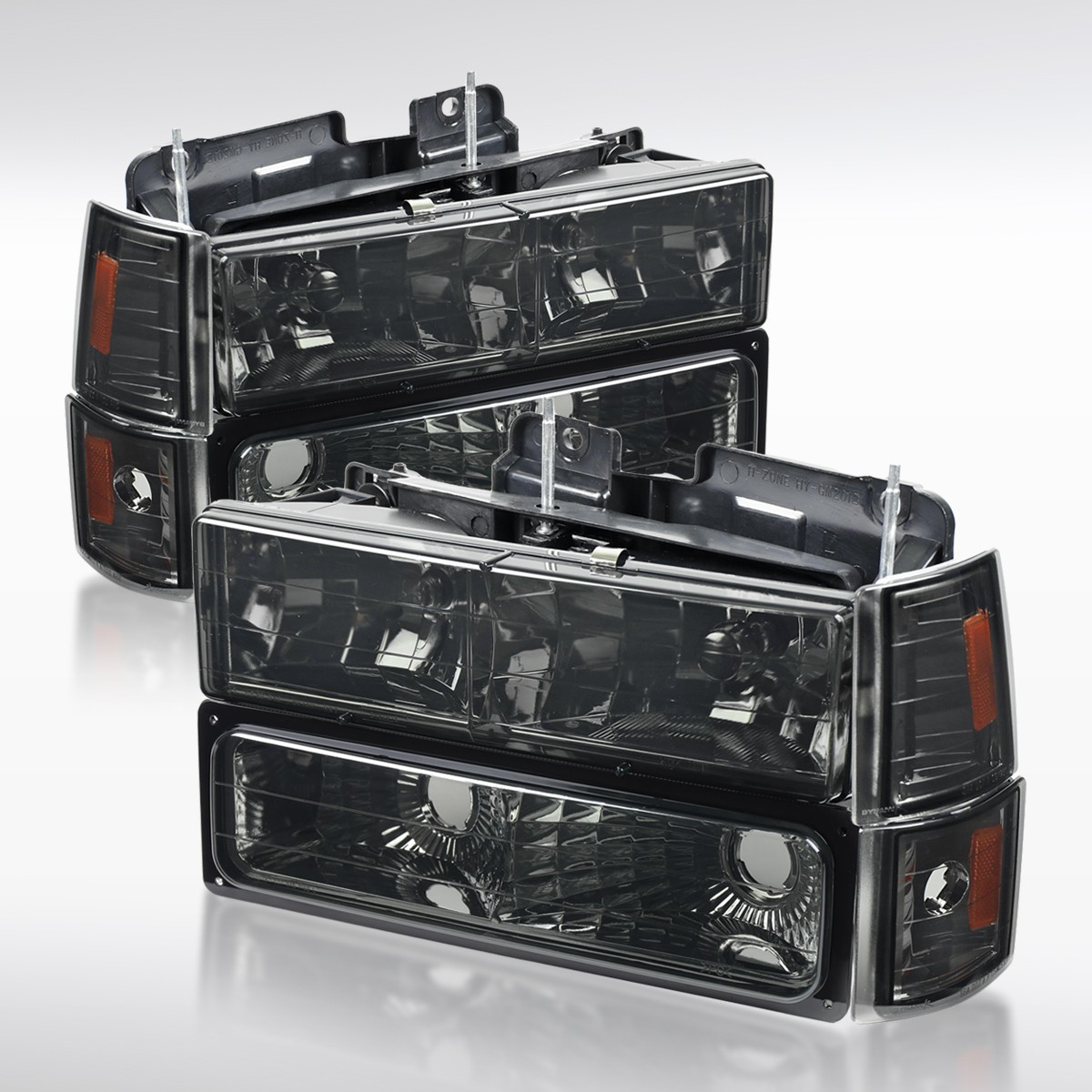 Fit 1994-1998 GMC C10 Pickup Sierra Suburban Smoke Headlights+Corner+Bumper Lamp Fit 1994-1998 GMC C10 Pickup Sierra Suburban Smoke Headlights+Corner+Bumper Lamp
