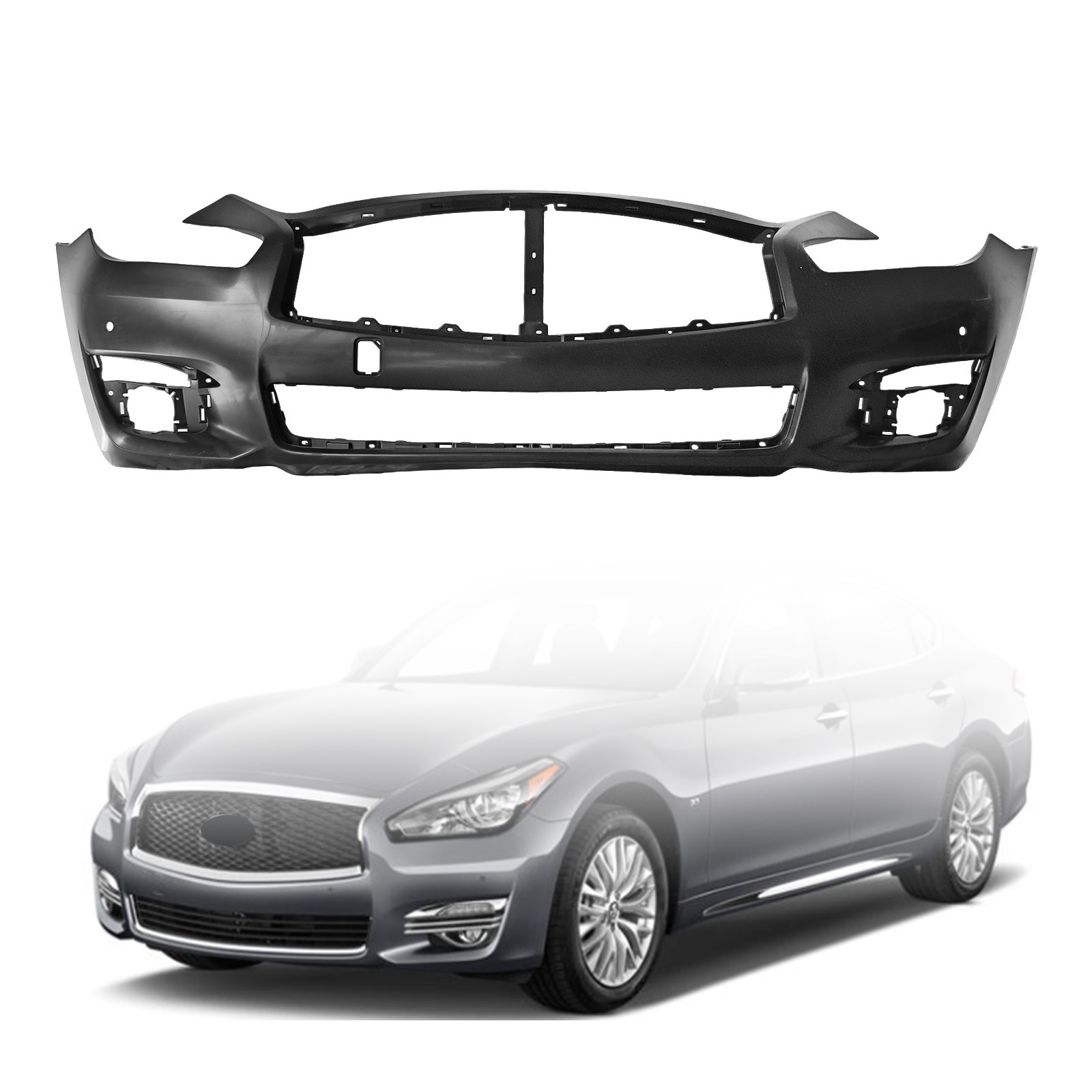 Front Bumper Cover Fascia With Sensor Holes Fits 2015-2019 INFINITI Q70 Q70L Front Bumper Cover Fascia With Sensor Holes Fits 2015-2019 INFINITI Q70 Q70L