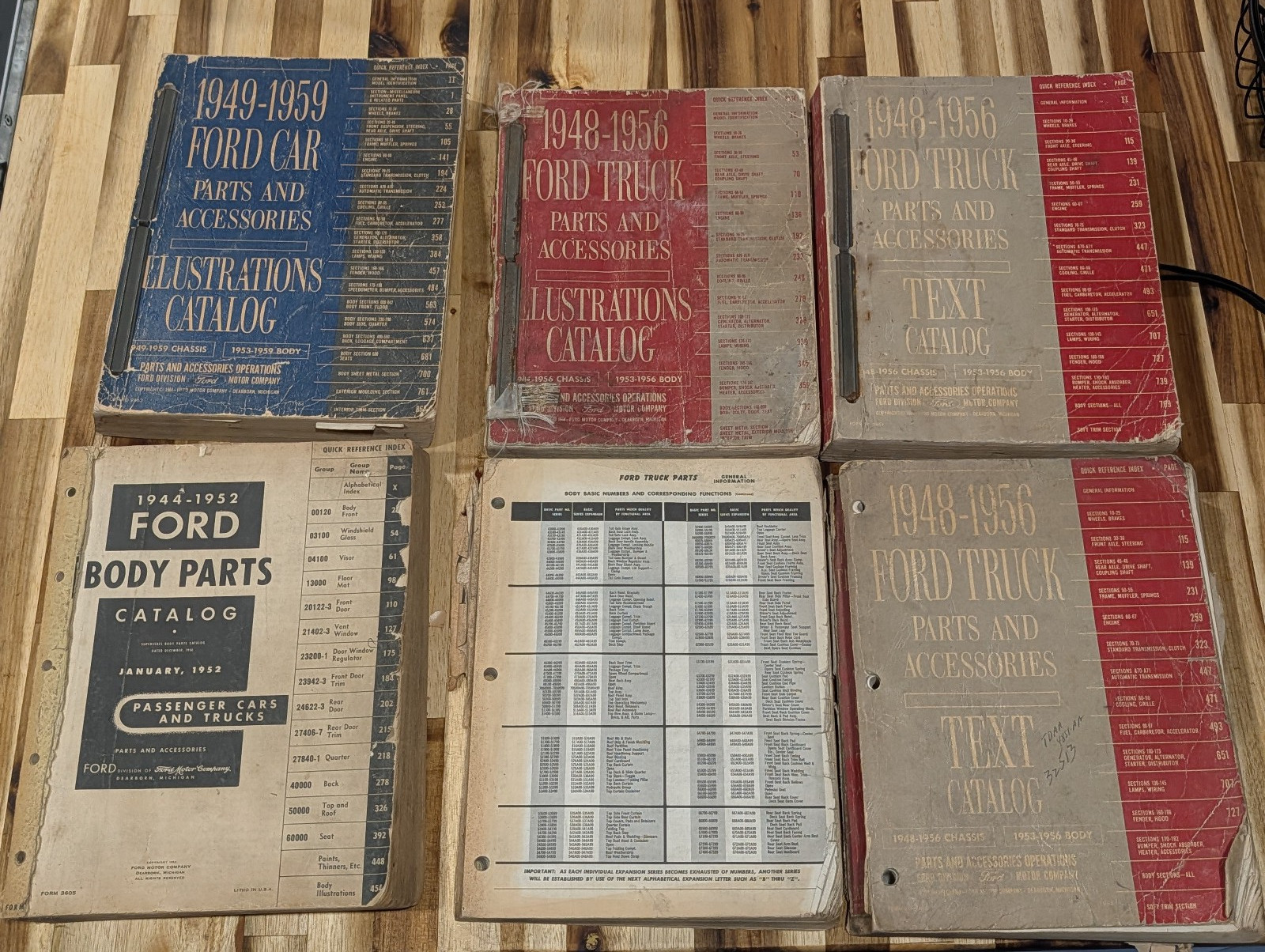 Vintage Ford Parts Catalog Manual Lot 6 Book 1944-1959 Car Truck FoMoCo Shop OEM