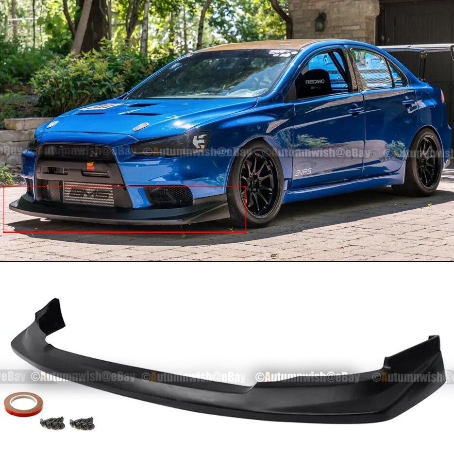 Fit 08-15 EVO X 10 Evolution Vortex Style Unpainted Front Bumper Lip Spoiler Fit 08-15 EVO X 10 Evolution Vortex Style Unpainted Front Bumper Lip Spoiler