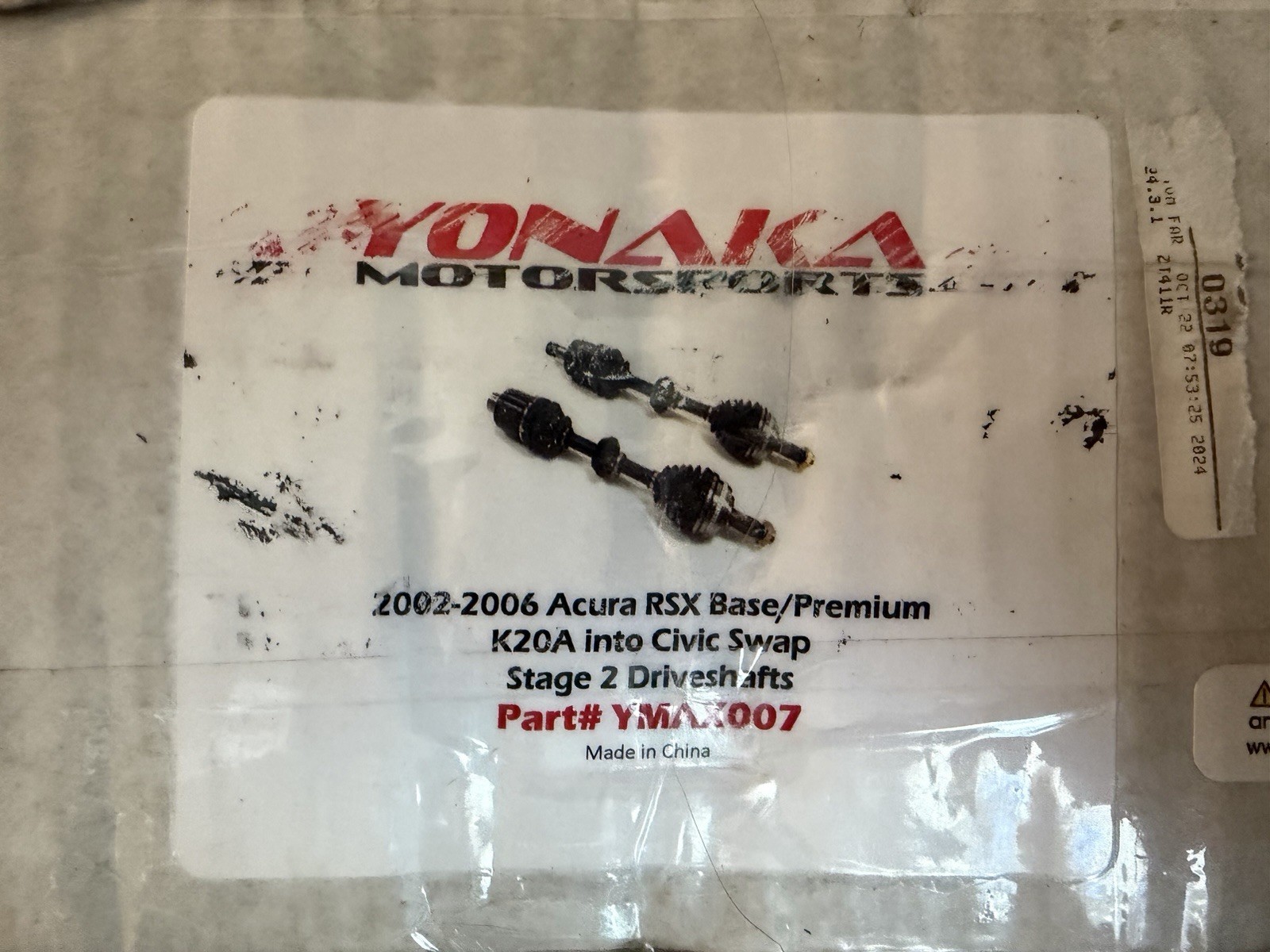 Yonaka Stage 2 Driveshafts 2002-2006 Acura RSX Base K20a Civic/ Integra Swap