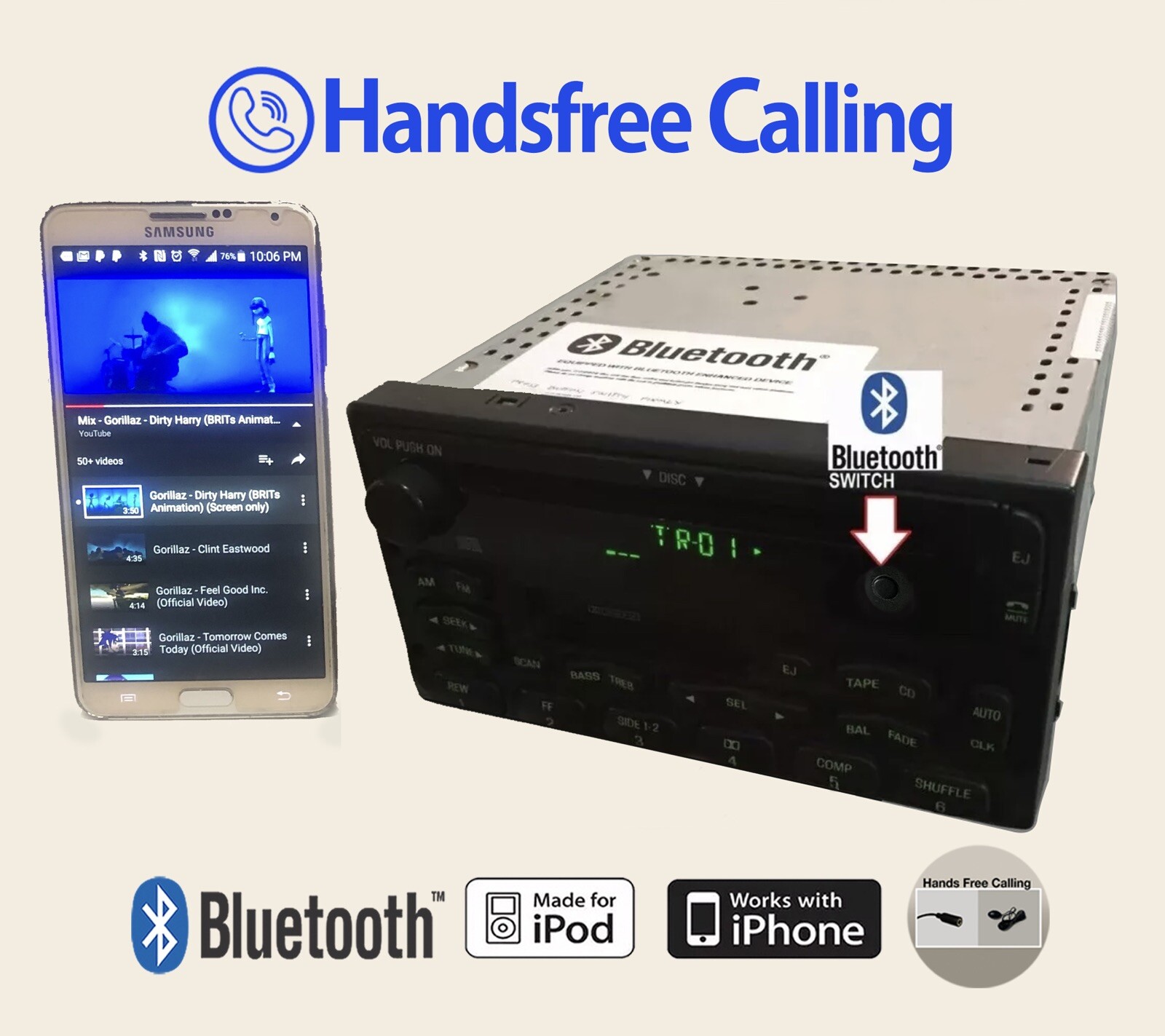 98-02 Ford Excursion F150 Series Superduty Bluetooth HANDSFREE Calling OEM Radio