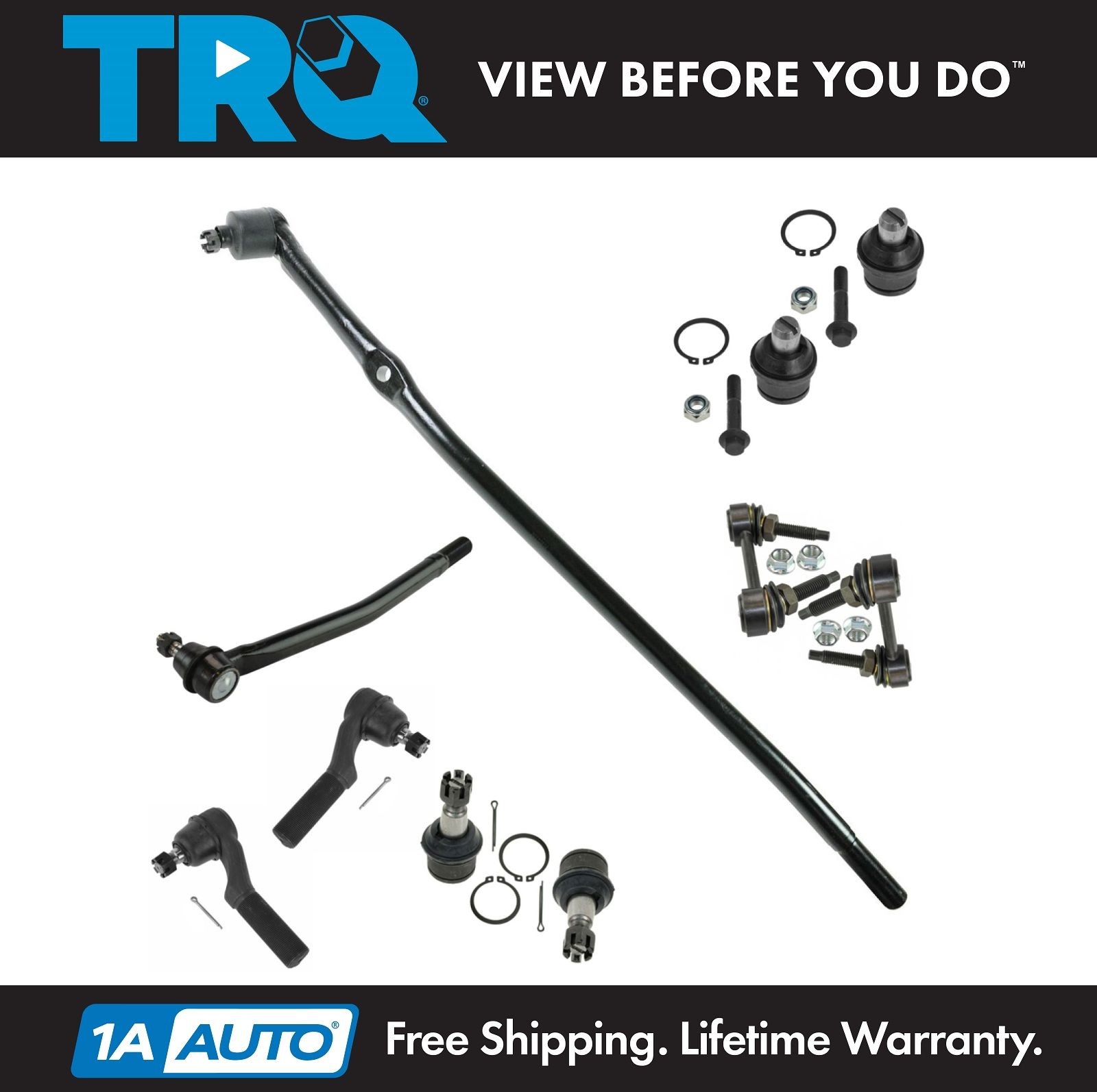 TRQ 10pc Kit Tie Rod End Sway Bar Drag Link Ball Joint for Ford Van