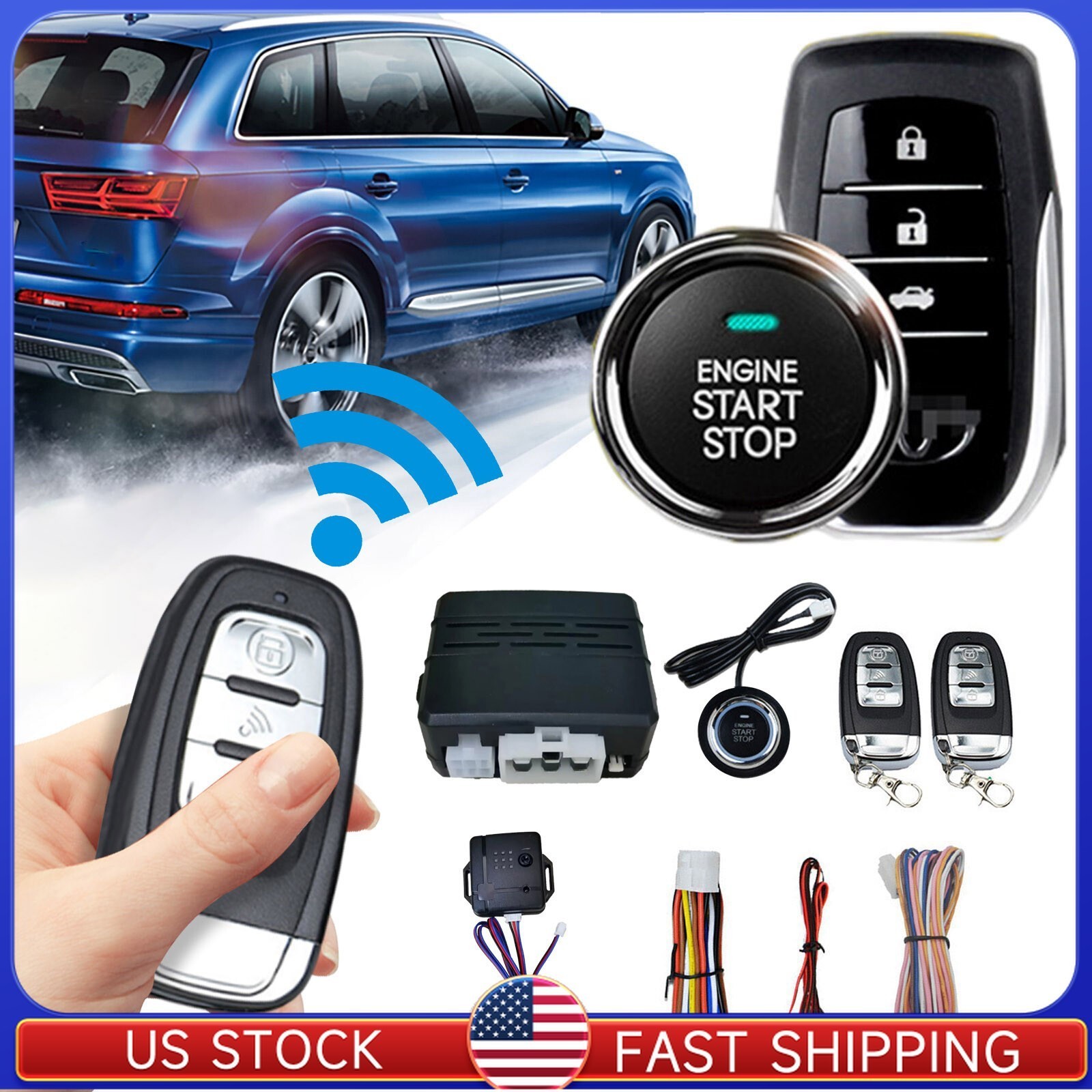 Keyless Entry Engine Start Alarm System Push Button Remote Starter Stop Car SUw