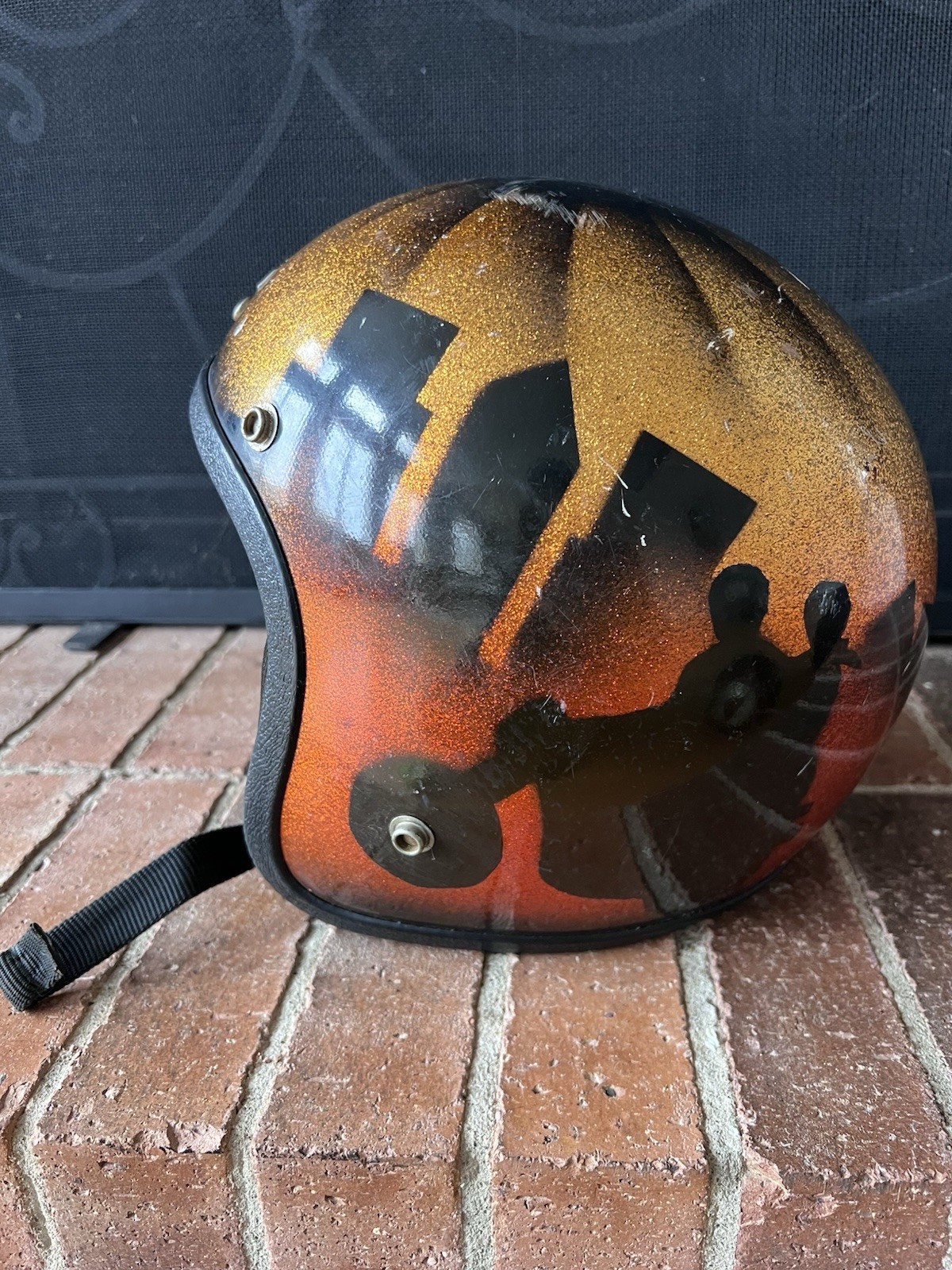 Vtg 1970s Sunset Motorcycle Helmet Metalflake Mural Bobber Chopper Krw City Vtg 1970s Sunset Motorcycle Helmet Metalflake Mural Bobber Chopper Krw City