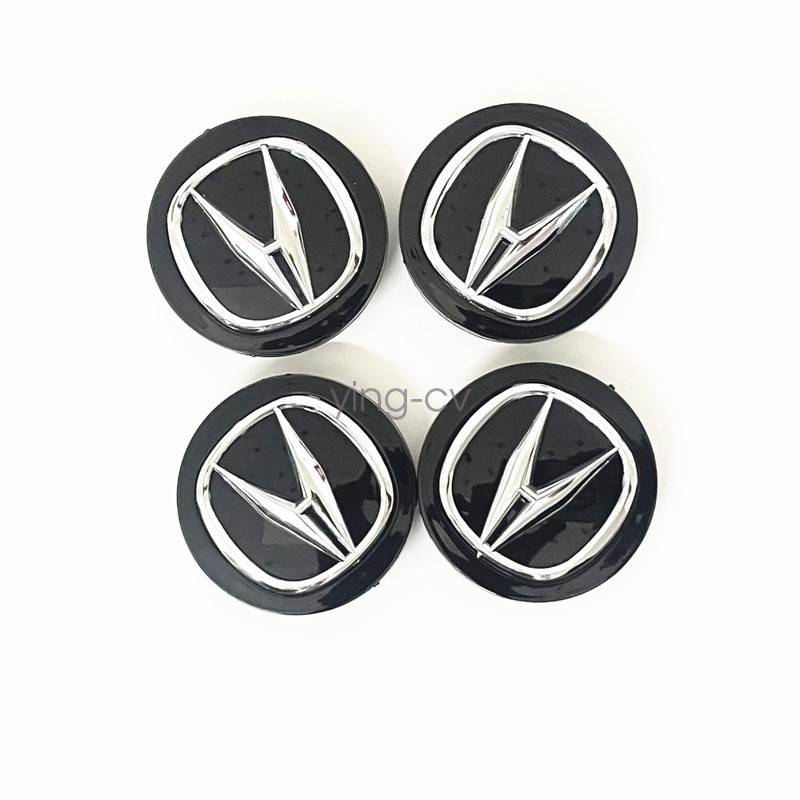4x Black with Chrome Logo Wheel Center Hub Caps For ACURA Size 69mm/2.71\