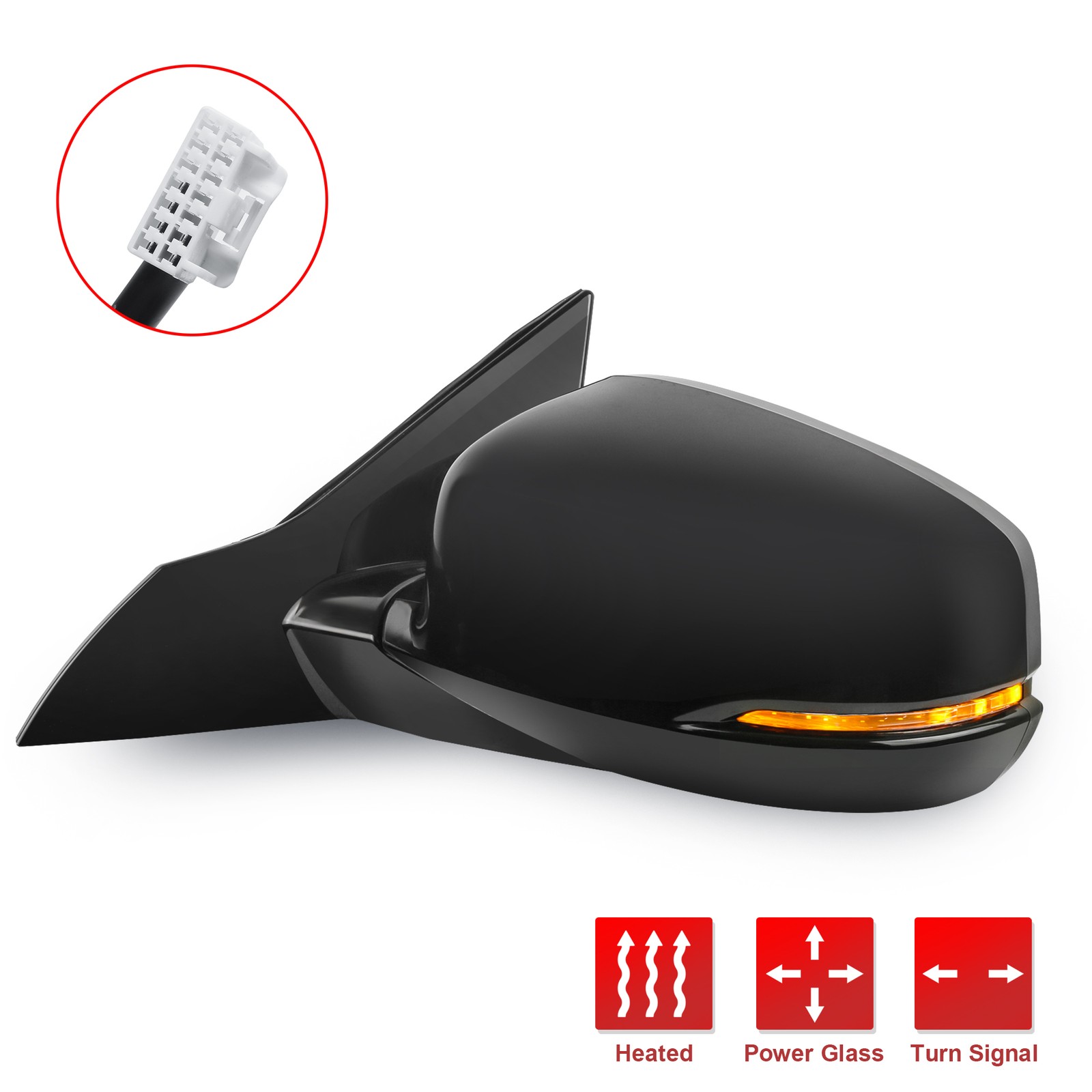Driver Side Power Heated Mirror For 2014-2017 Honda Accord Sedan w/ Signal Light