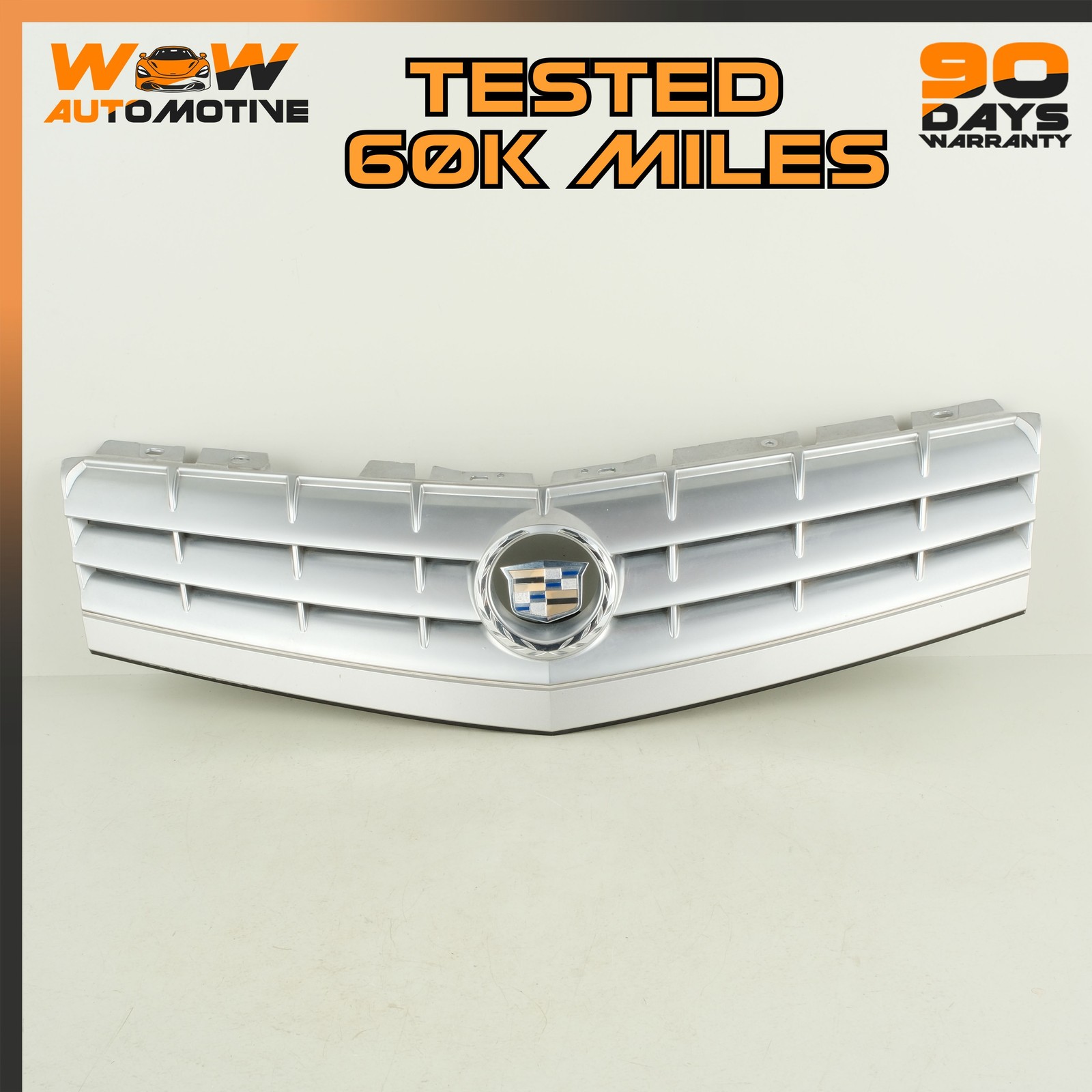 04-08 CADILLAC XLR FRONT UPPER BUMPER HOOD RADIATOR GRILLE ASSEMBLY SILVER OEM