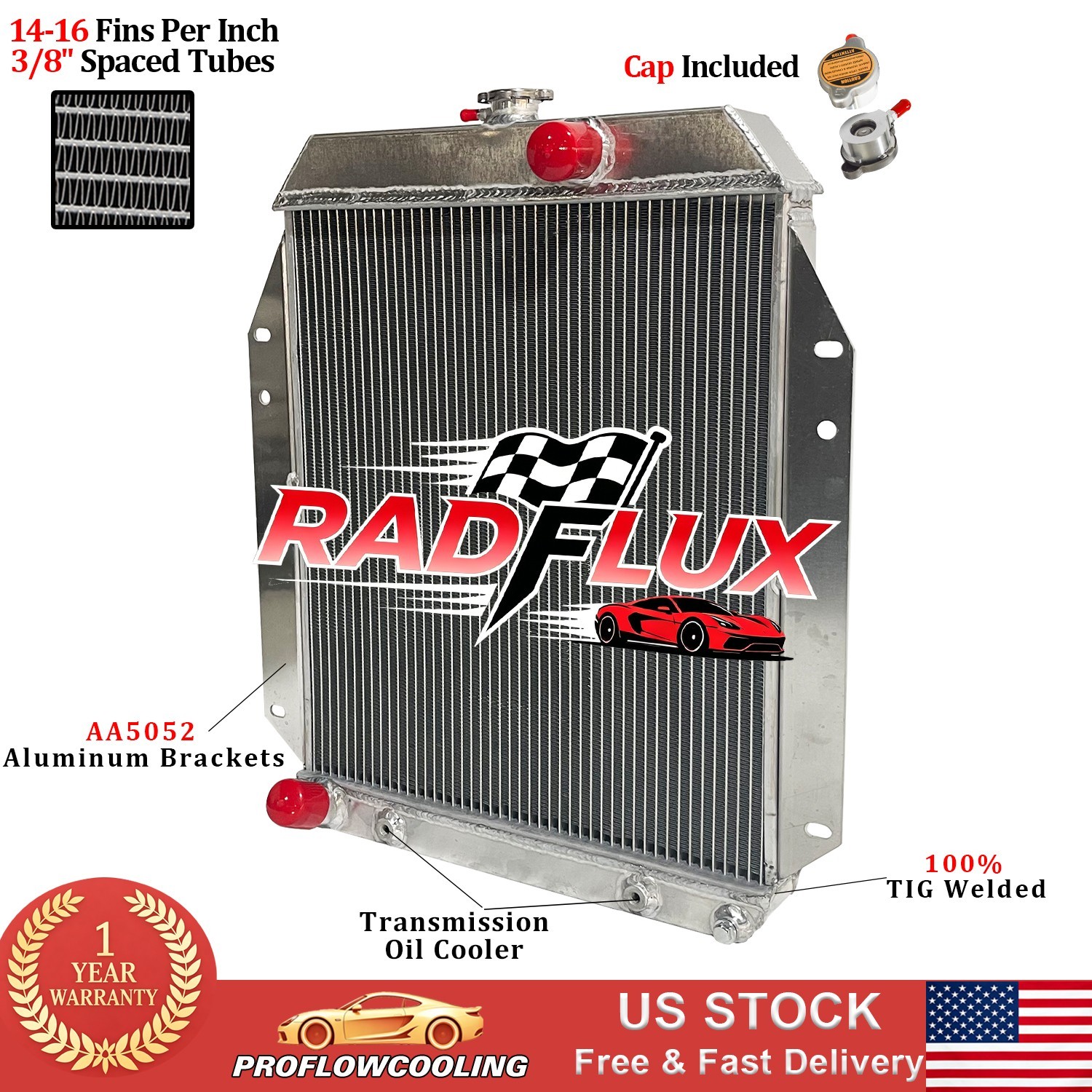 CU6665 Aluminum Radiator Fit 1964-1970 1969 1968 Dodge A100 V8 4.5L 5.2L Engine
