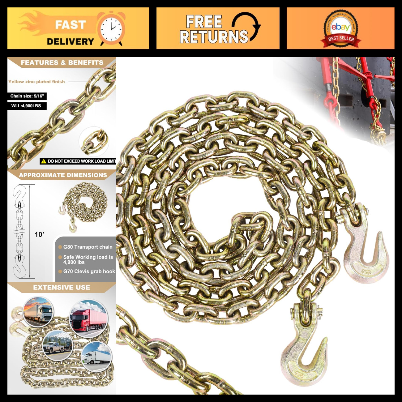 Heavy Duty Transport Chain 5/16\ Heavy Duty Transport Chain 5/16\