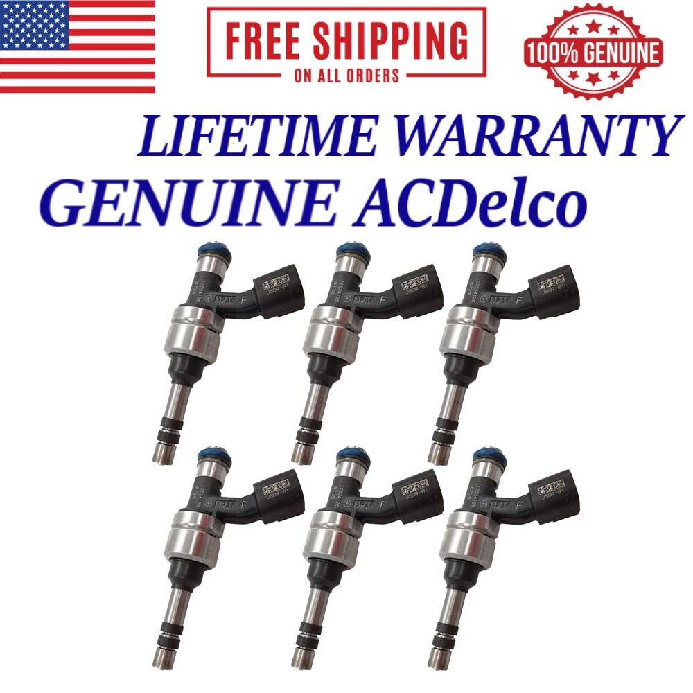6x NEW OEM ACDelco Fuel Injectors 12-21 Buick Cadillac Chevy Impala GMC 3.6 V6