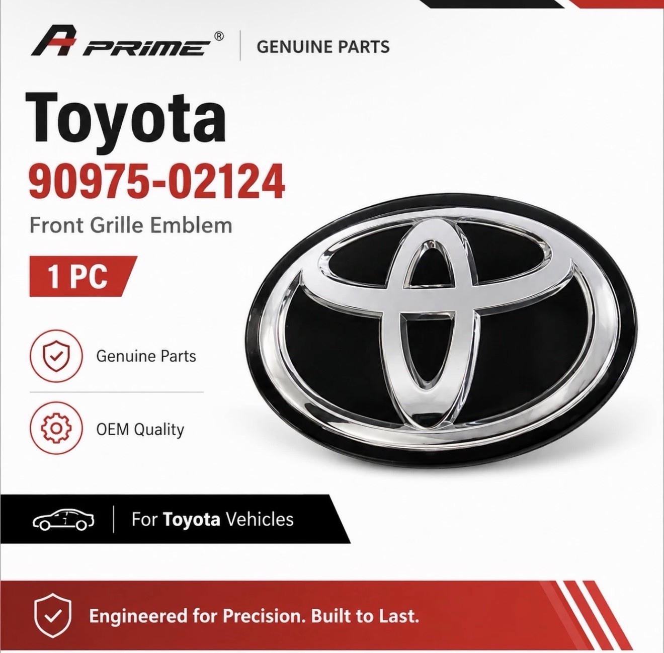 For TOYOTA COROLLA GRILLE FRONT EMBLEM 90975-02124 OEM 2019 -2024 
