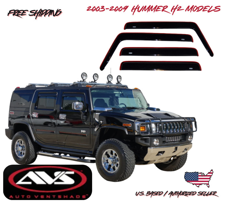 2003-2009 Hummer H2 AVS Window Vent Visors Low Profile Rain/Dust Guard 4PC. 2003-2009 Hummer H2 AVS Window Vent Visors Low Profile Rain/Dust Guard 4PC.