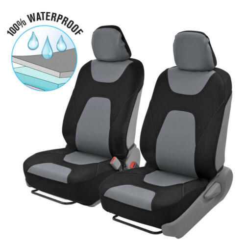 Gray 100% Waterproof Sideless Car Seat Covers - Armrest Compatible