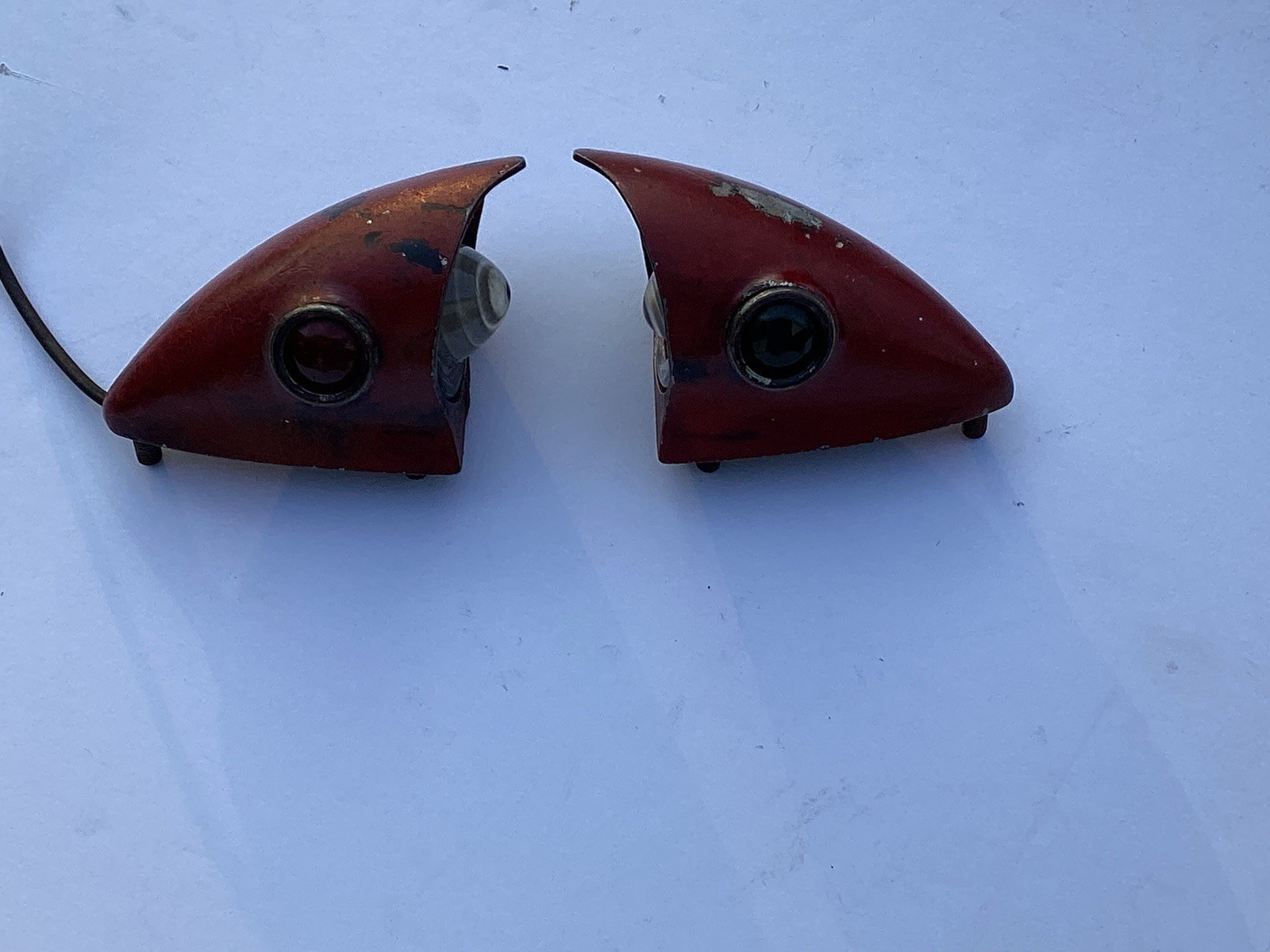 ORIGINAL PAIR Vintage Red 1920s STUDEBAKER Fender Marker Light JEWELS WOW ORIGINAL PAIR Vintage Red 1920s STUDEBAKER Fender Marker Light JEWELS WOW