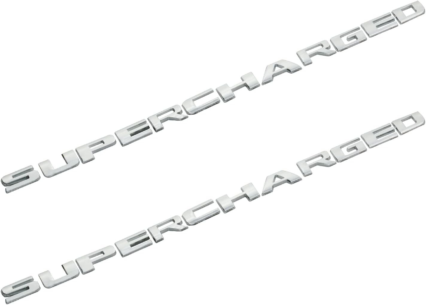 2Pc Chrome SUPERCHARGED Letter Emblems Badges fit Universal car trucks