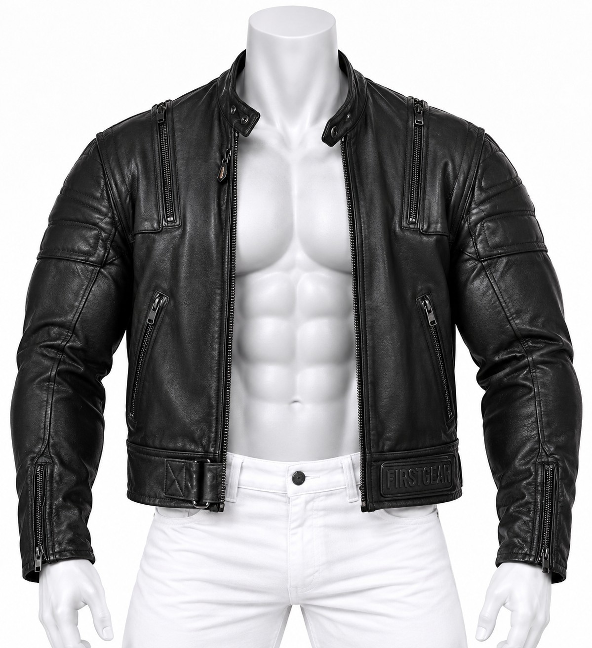 Hein Gericke Men's Leather Motorcycle Jacket First Gear, Size 42, Armored Padded