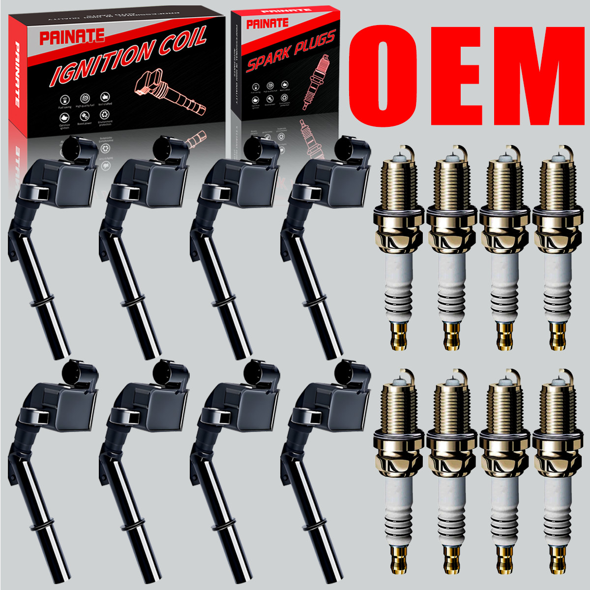 Brand 8X OEM Ignition Coil & 8X Iridium Spark Plugs For Mercedes-Benz S550 UF741