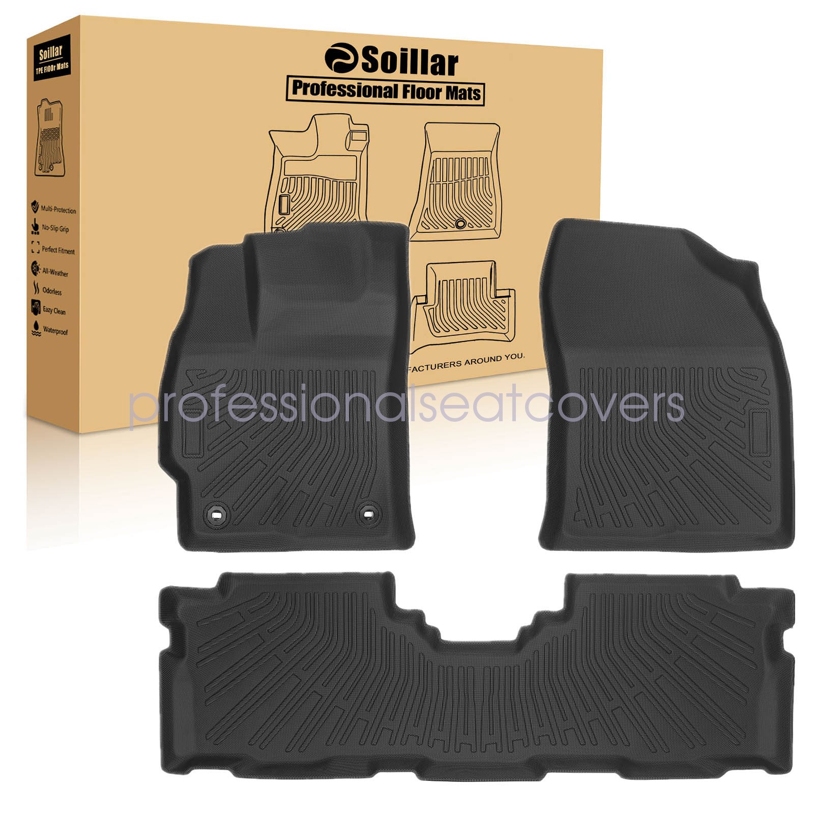For 2012-2017 Toyota Prius V TPE Floor Mats Liner 3PCS New 3D Front & Rear Black