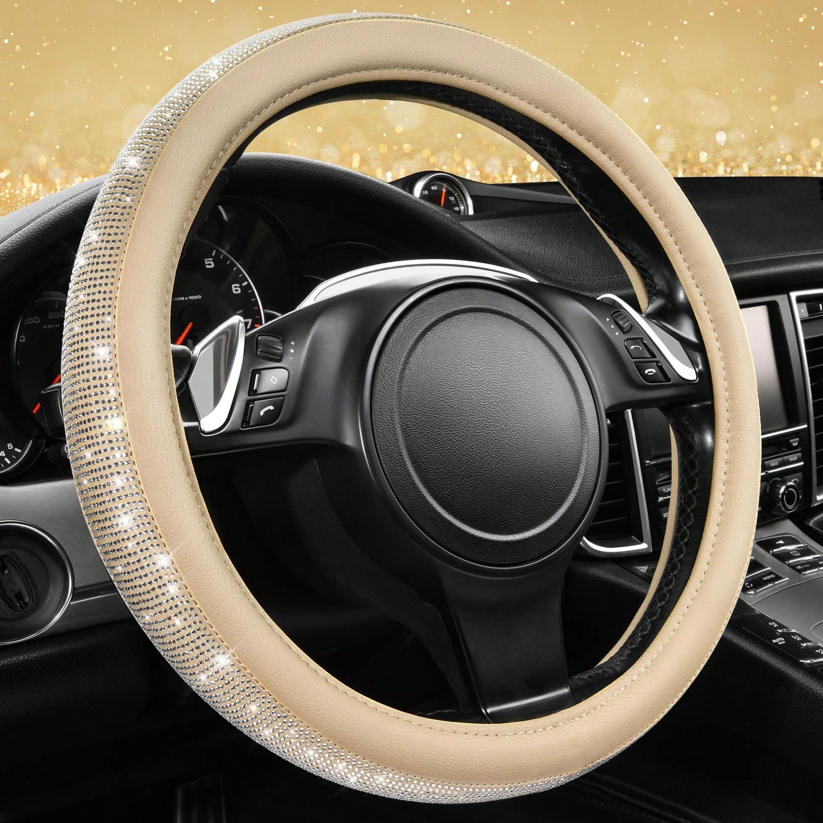 Bling Steering Wheel Cover Crystal Diamond Leather Car Wheel Protect Women Gifts Bling Steering Wheel Cover Crystal Diamond Leather Car Wheel Protect Women Gifts