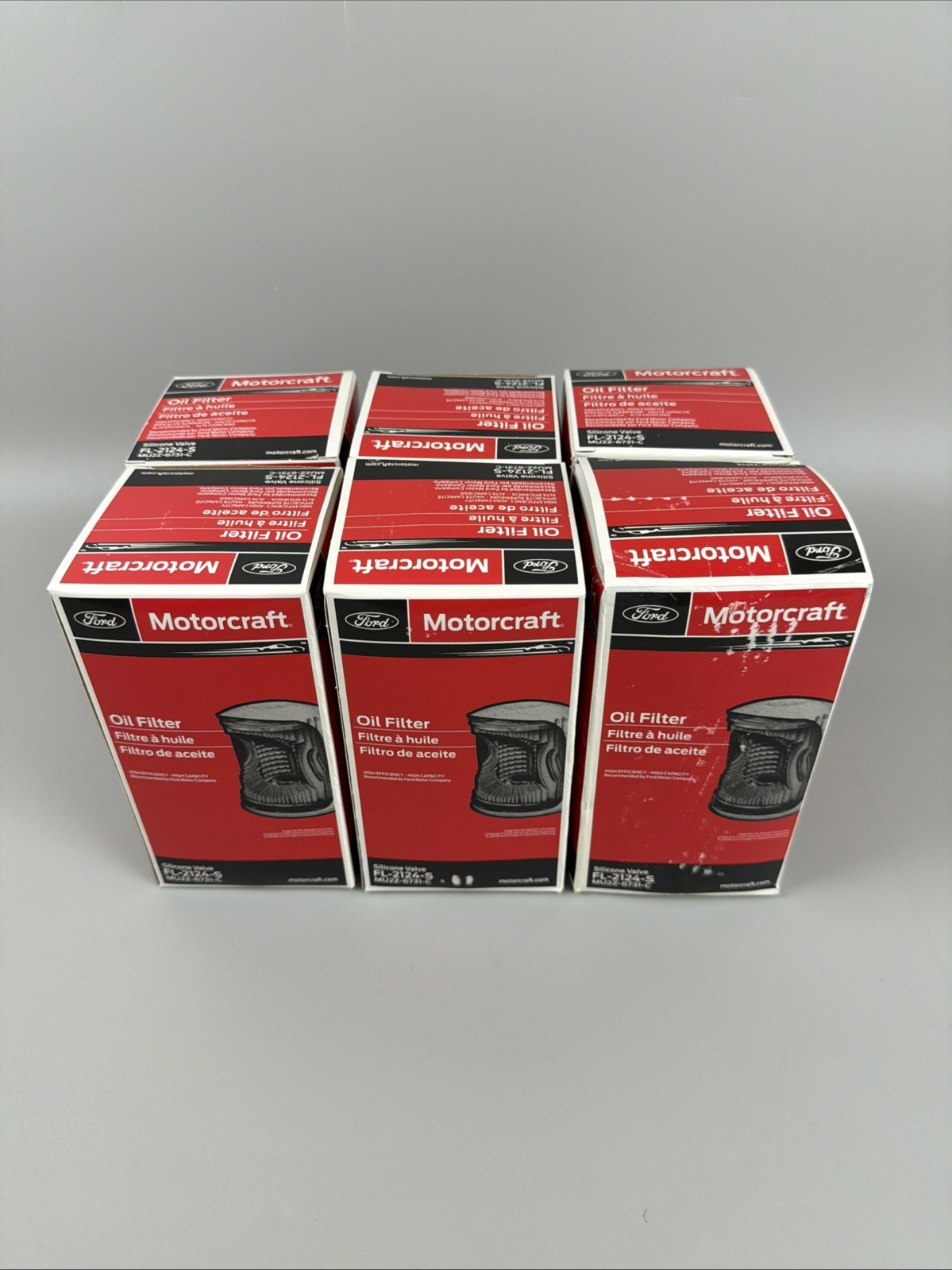 Pack of 6 FL-2051S/2124S Oil Filter For Ford Powerstroke Diesel 6.7L