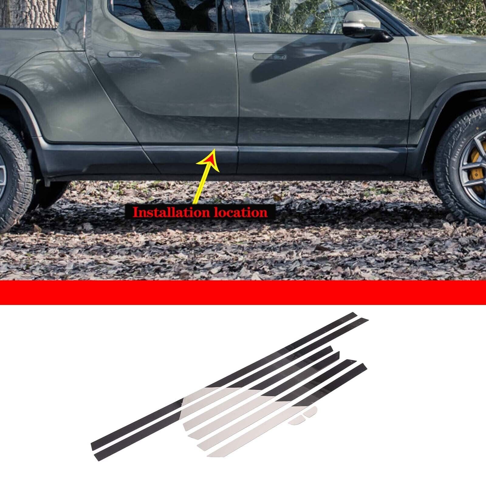 8pcs/Set Stainless Body Side Lower Gloss Trim Strip Fit For RIVIAN R1T 2022-23