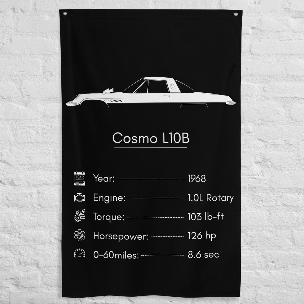 Cosmo L10B 1968 Car Silhouette Flag 3x5 ft Garage Banner Man Cave Wall Decor
