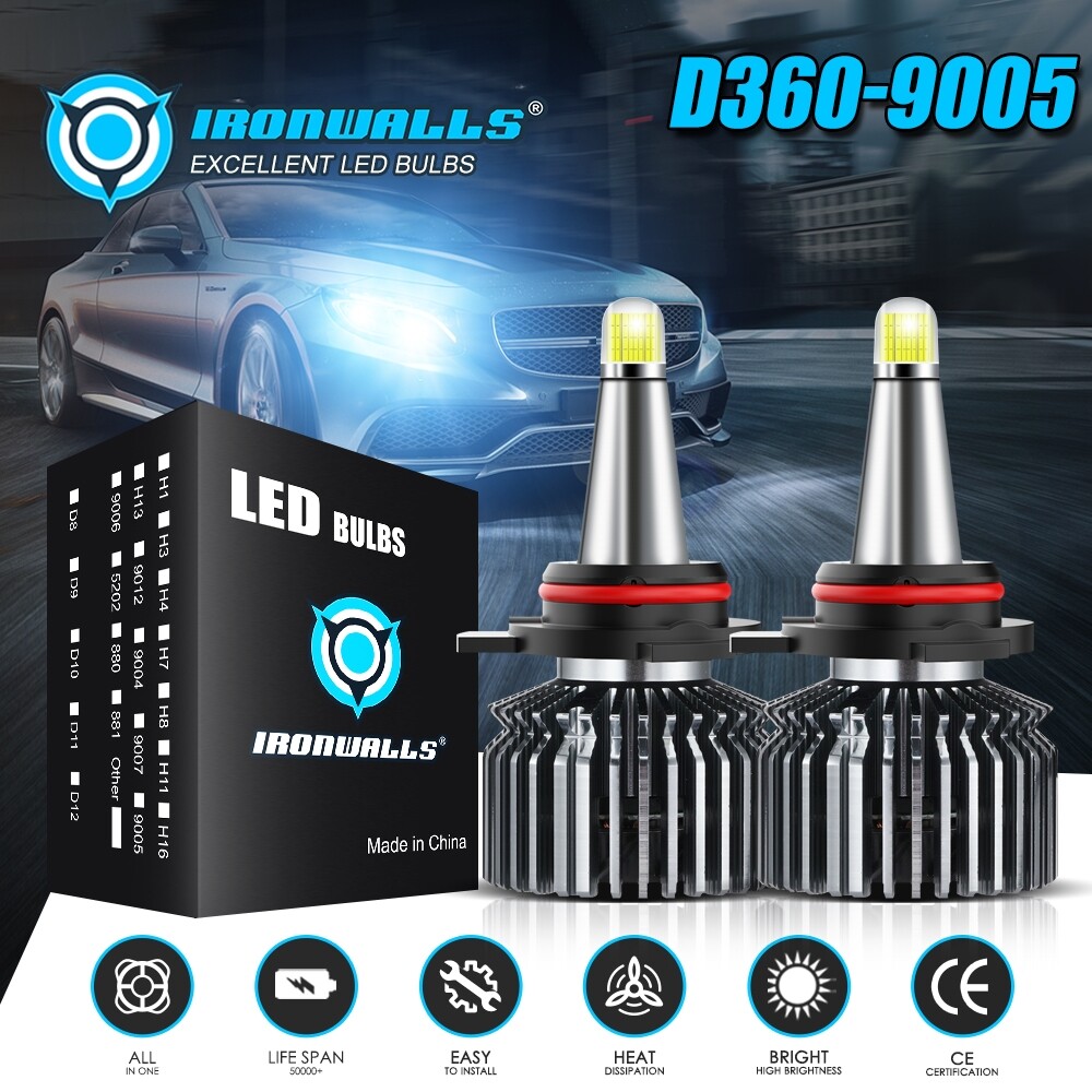 8 Sides 9005 9006 LED Headlight Kit Bulbs High Low Beam 6500K Super Bright White